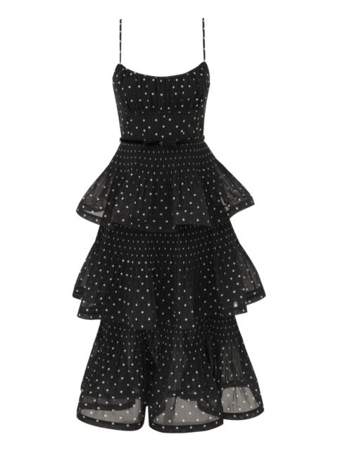 Zimmermann PLEATED TIERED MIDI DRESS