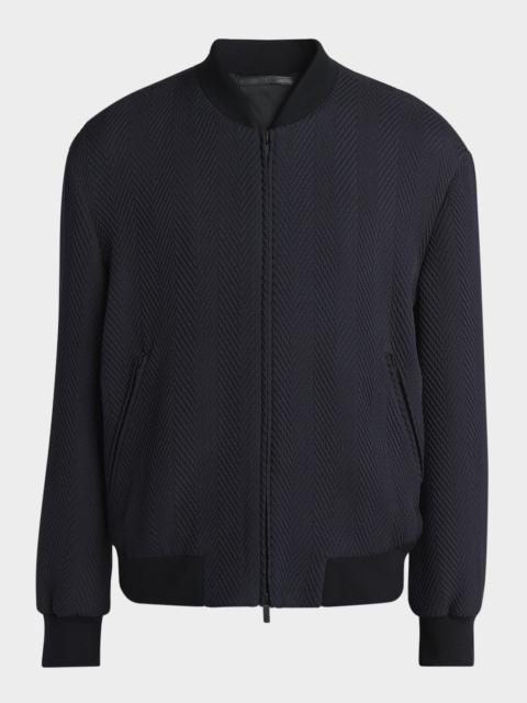 GIORGIO ARMANI Men's Raised Chevron Bomber Jacket
