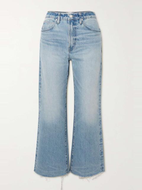 FRAME + NET SUSTAIN The Relaxed frayed high-rise straight-leg jeans
