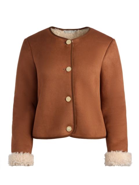 Alice + Olivia ALMA VEGAN SUEDE TEDDY JACKET
