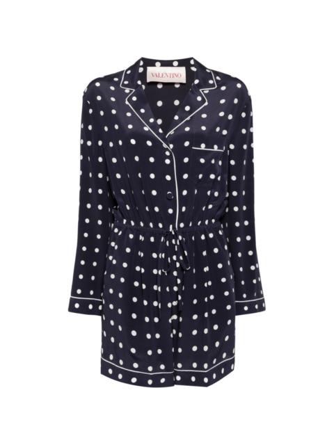 polka dot-print silk playsuit