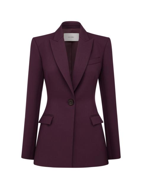 ALEX PERRY Single Breasted Contour Blazer In Wool Suiting burgundy