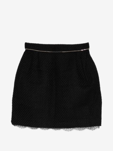 Roberto Cavalli lace-trimmed tweed skirt