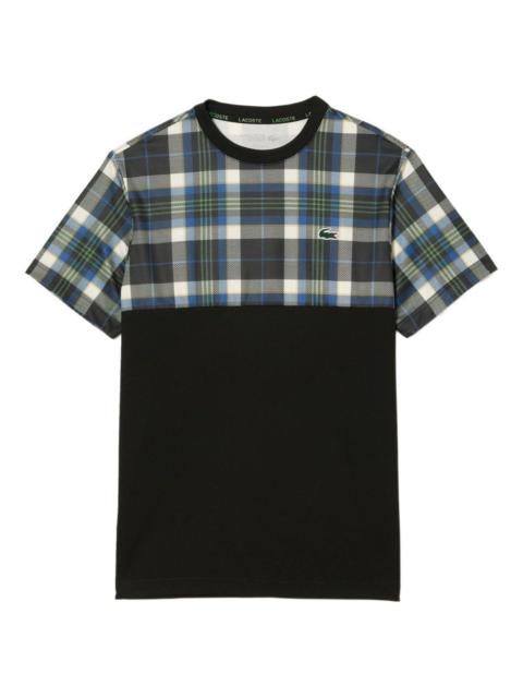 LACOSTE plaid-panel T-shirt
