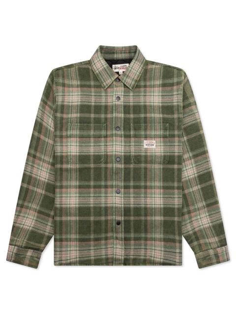 HEAVY WASHED PLAID SHIRT - GREEN