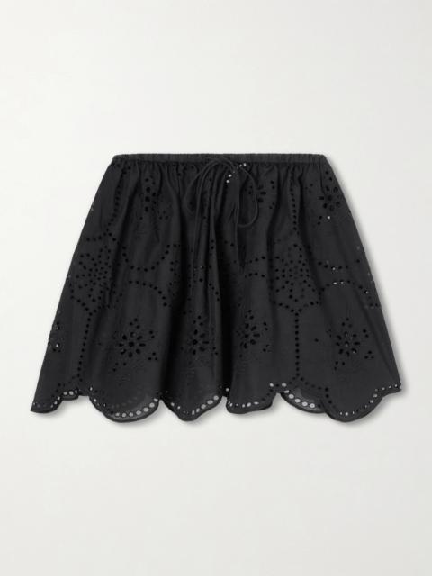 MATTEAU Scalloped Broderie Anglaise-trimmed Cotton Mini Skirt