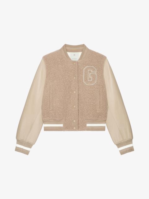 VARSITY JACKET IN ALPACA BOUCLETTE WOOL AND LEATHER