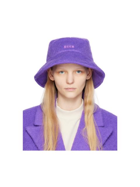Purple Shag Knit Bucket Hat