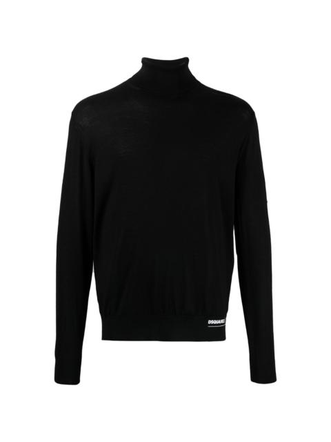 logo-patch roll-neck jumper