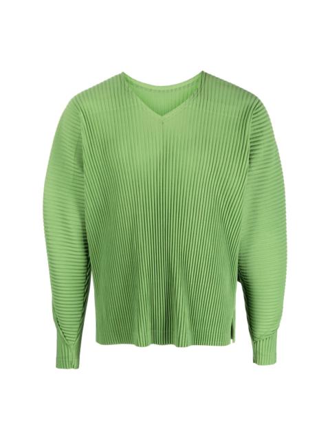 ribbed long-sleeved sweatshirt