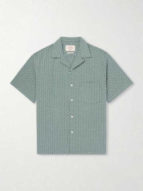 Portuguese Flannel Portuguese Tile Camp-Collar Embroidered Cotton-Blend Shirt