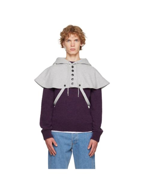 Dries Van Noten Gray Cape Hoodie