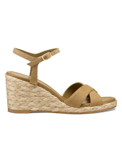 Stuart Weitzman Women's Dayna 65MM Suede Espadrille Wedge Sandals - Golden Olive