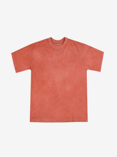 Iron Heart UTIL-HDYE-COR UTILITEES - 5.5oz Loopwheel Crew Neck T-Shirt - Hand Dyed Coral Pink