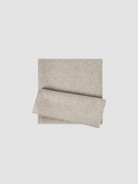 Brunello Cucinelli Men's Cashmere English Rib Vanisé Knit Scarf - Light Grey