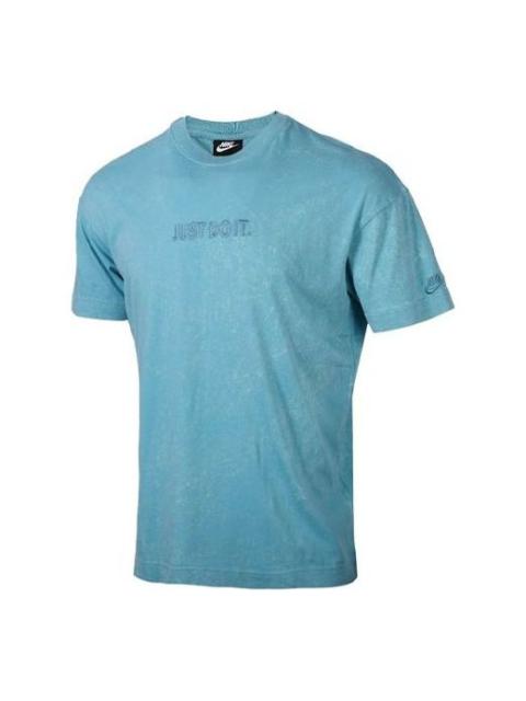 Nike Training Athleisure Casual Sports Breathable Alphabet Round Neck Short Sleeve Lake Blue CJ4572-