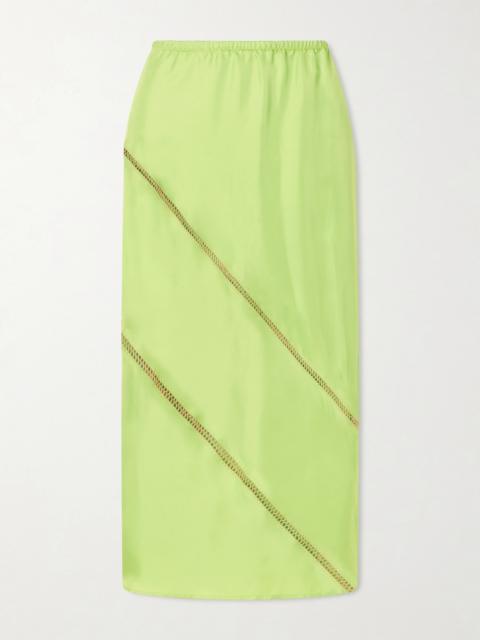 diotima Tobago Embroidered Silk-satin Midi Skirt