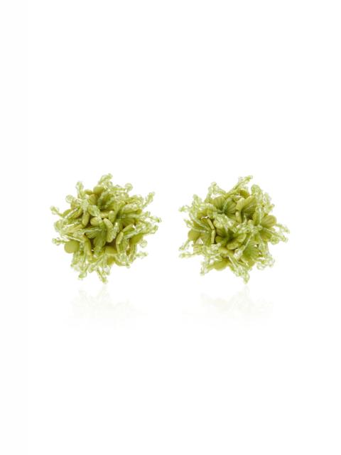 Oscar de la Renta Firework Stud Raffia Earrings