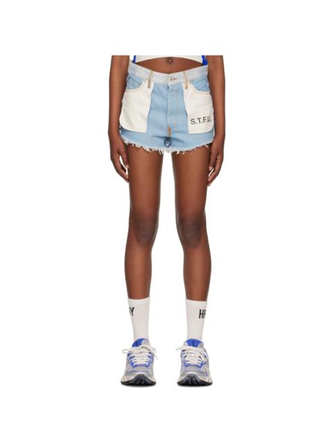 Heron Preston Blue Washed Insideout Denim Shorts