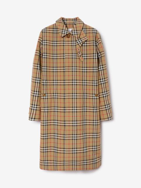 Check Cotton Car Coat