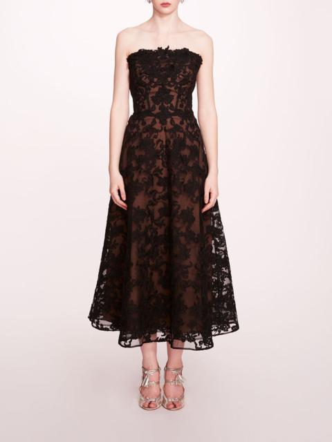 Marchesa STRAPLESS CORDED MIDI DRESS