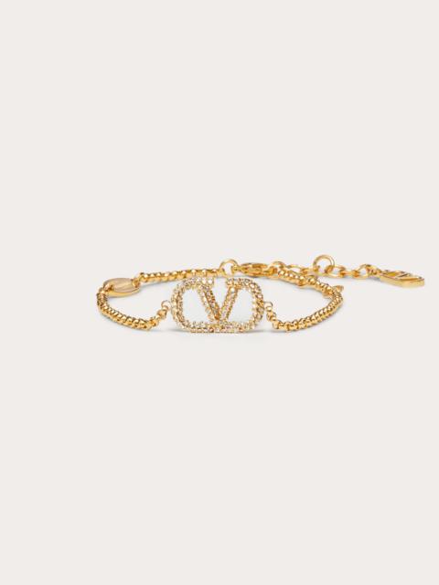 Valentino VLOGO SIGNATURE BRACELET IN METAL AND SWAROVSKI® CRYSTALS