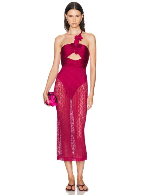 PatBO Petal Sheen Flower Applique Beach Dress