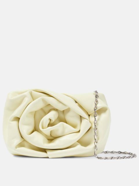 Rose gathered leather clutch