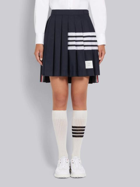 Thom Browne Navy Ripstop Mesh 4-Bar Dropped Back Pleated Mini Skirt