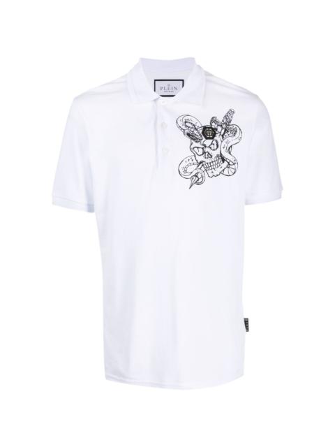PHILIPP PLEIN Snake cotton polo shirt