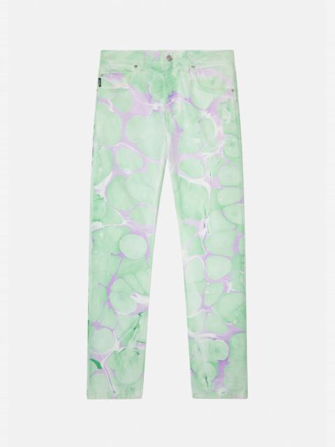 VERSACE Water-Painted Denim Jeans