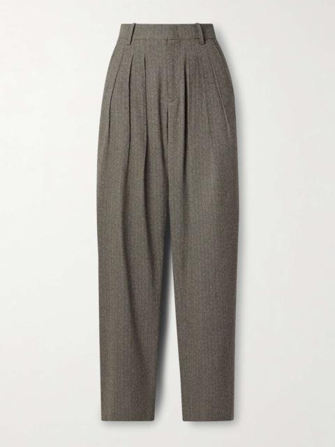 Isabel Marant Iwena pleated cotton-blend tapered pants Gray