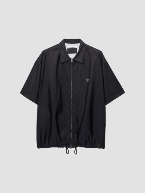 Prada Men's Short-Sleeved Re-Nylon Zipper Shirt - Black
