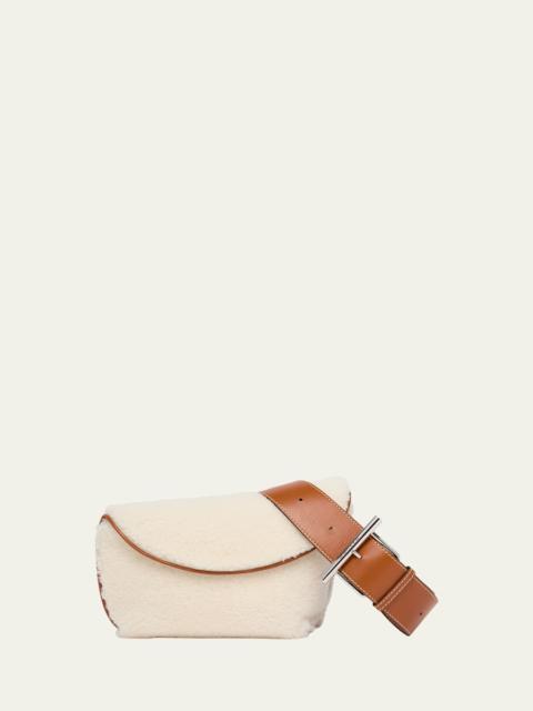 Alexander McQueen T-Bar Sling Shearling Shoulder Bag