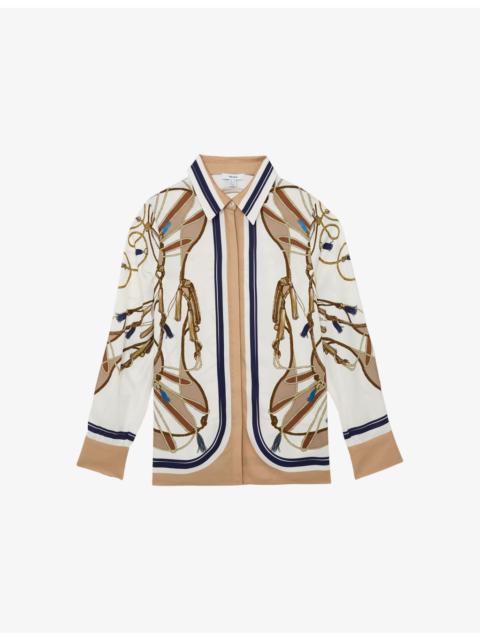 REISS Ellis Scarf-Print Woven Shirt