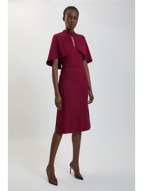 KAREN MILLEN Premium Crepe Cape Detail Midi Dress