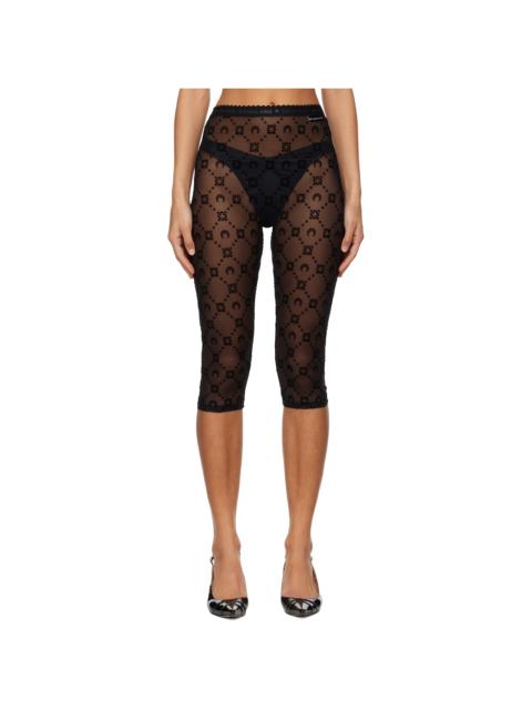 Marine Serre Black Moonogram Mesh Flock Capri Leggings