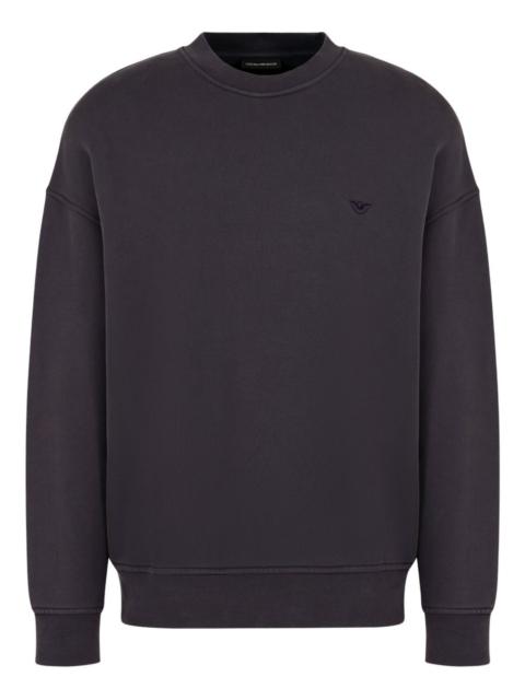 EMPORIO ARMANI logo-embroiderd crew-neck sweatshirt