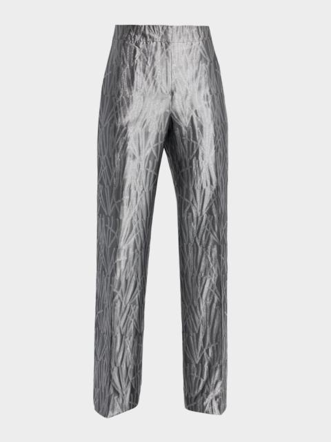 Lafayette 148 New York Gates Metallic Jacquard Straight-Leg Pants