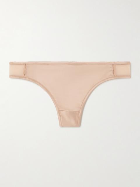 ERES Splendide Tulle-trimmed Silk-satin Thong