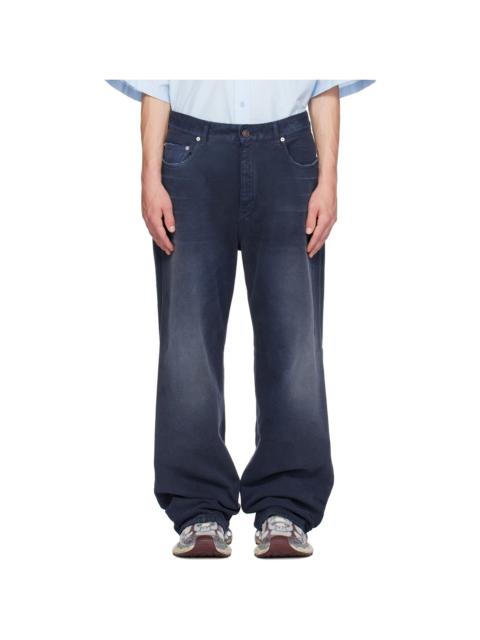 BALENCIAGA Navy Curved Knee Jeans