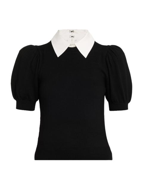 Alice + Olivia Women's Chase Puff-Sleeve Sweater - Black White
