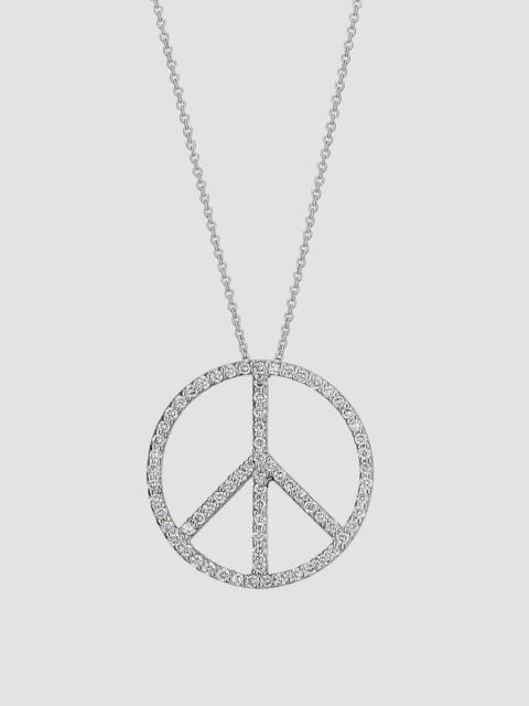 ROBERTO COIN Women's Tiny Treasures 18K White Gold & 0.18 TCW Diamond Peace Sign Pendant Necklace - White Gold