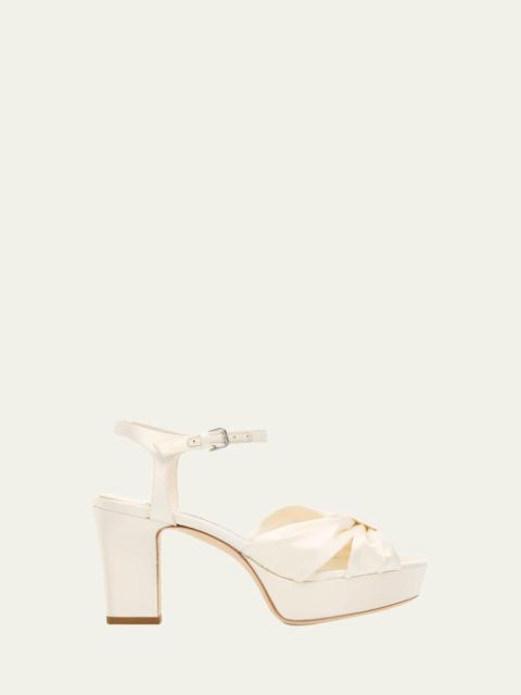 JIMMY CHOO 80mm Heloise Satin Platform Sandals