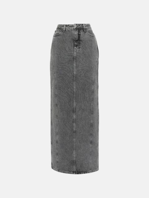 ROTATE Embellished denim maxi skirt