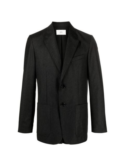 pinstripe-pattern virgin-wool blazer