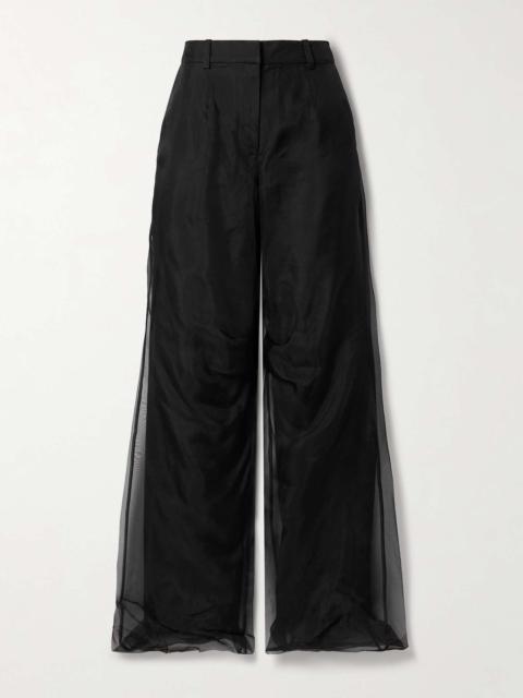 Iconica Duo layered silk-organza and wool-twill wide-leg pants
