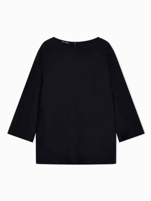 EMPORIO ARMANI Envers-satin blouse with 3/4 sleeves