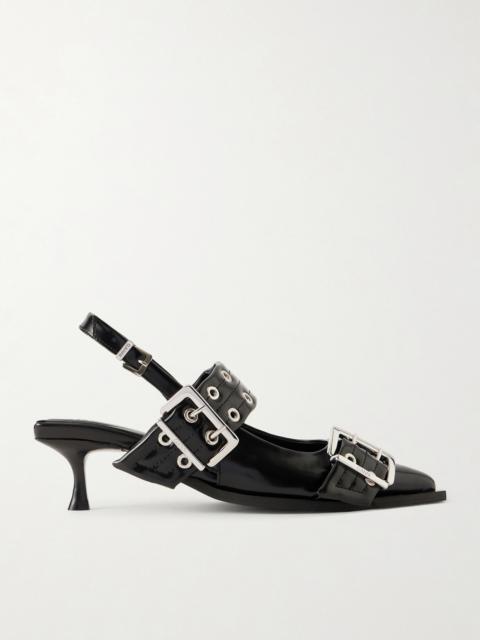 GANNI Feminine Buckle Vegan Slingback Pumps