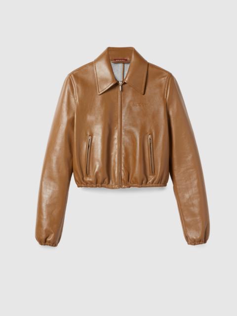 GUCCI Leather jacket with Gucci logo